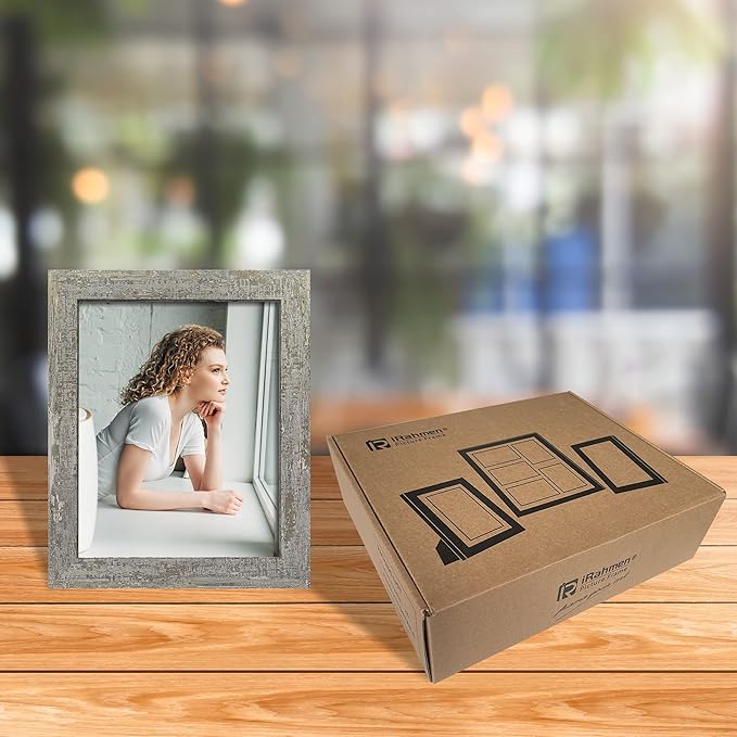 8x10 Picture Frame Set of 4, High Definition Glass Distressed Moss Green Frame, 8 x 10 Wood Photo Frames for Tabletop Display and Wall Mounting
