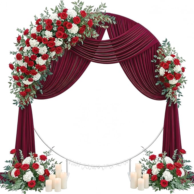 Wedding Arch Draping Fabric 29" x 19Ft Sheer Drapes for Backdrop Wedding Ceremony Reception Ceiling Decor Curtain Baby Bridal Shower Decoration (Burgundy, 1 Panel)