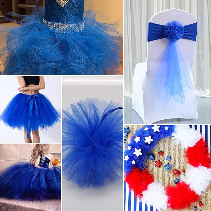 Royal Blue Tulle Fabric Rolls 54 Inch by 10 Yards Fabric Tulle Bolt for Wedding Decorations DIY Tutu Baby Shower Table Skirt Birthday Party Craft Supplies