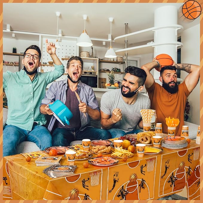 452 Pcs Basketball Party Decorations for 50, Basketball Paper Plates and Napkins Cups Tablecloth Cutlery Straws Disposable Tableware Set for Sports Themed Birthday Team Party Supplies