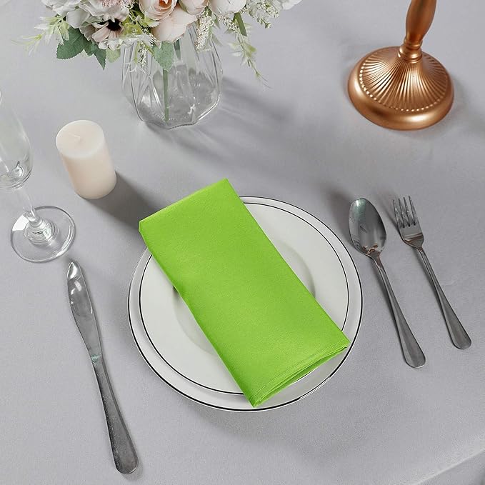 Cupuamon Cloth Napkins 20x20 inch Washable Polyester Dinner Napkins Soft Table Napkins for Wedding Party Dining Banquet(Apple Green,50PCS)