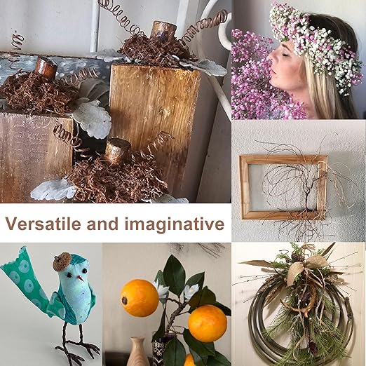 4 Roll 656Ft Brown Floral Wire, Rustic Vine Bind Wire for Flower Bouquets, Waterproof Paper Wrapped Twine(4 x 656 Ft)
