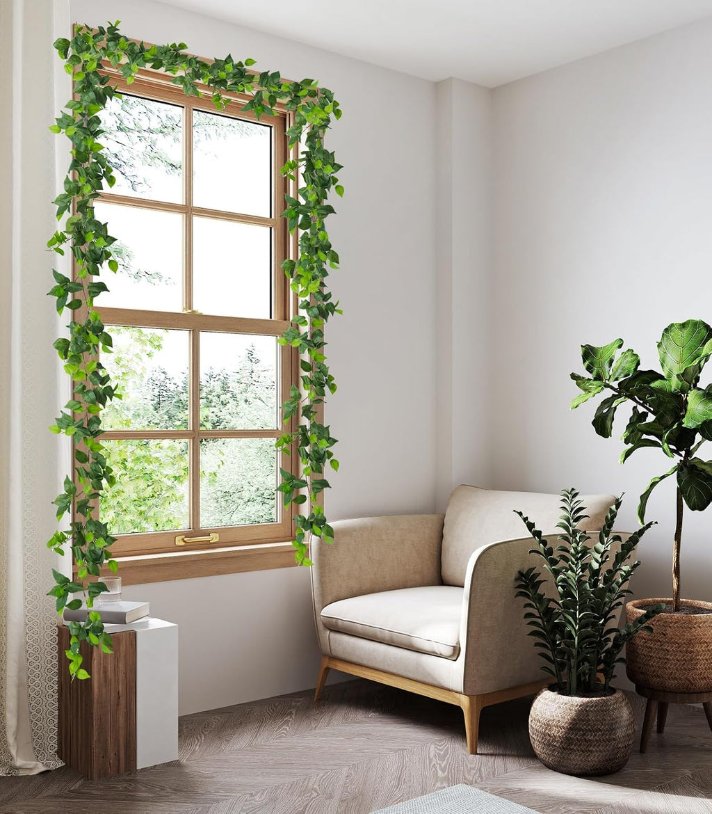 recutms 6pc fake vines artificial ivy garland silk, close-up detail