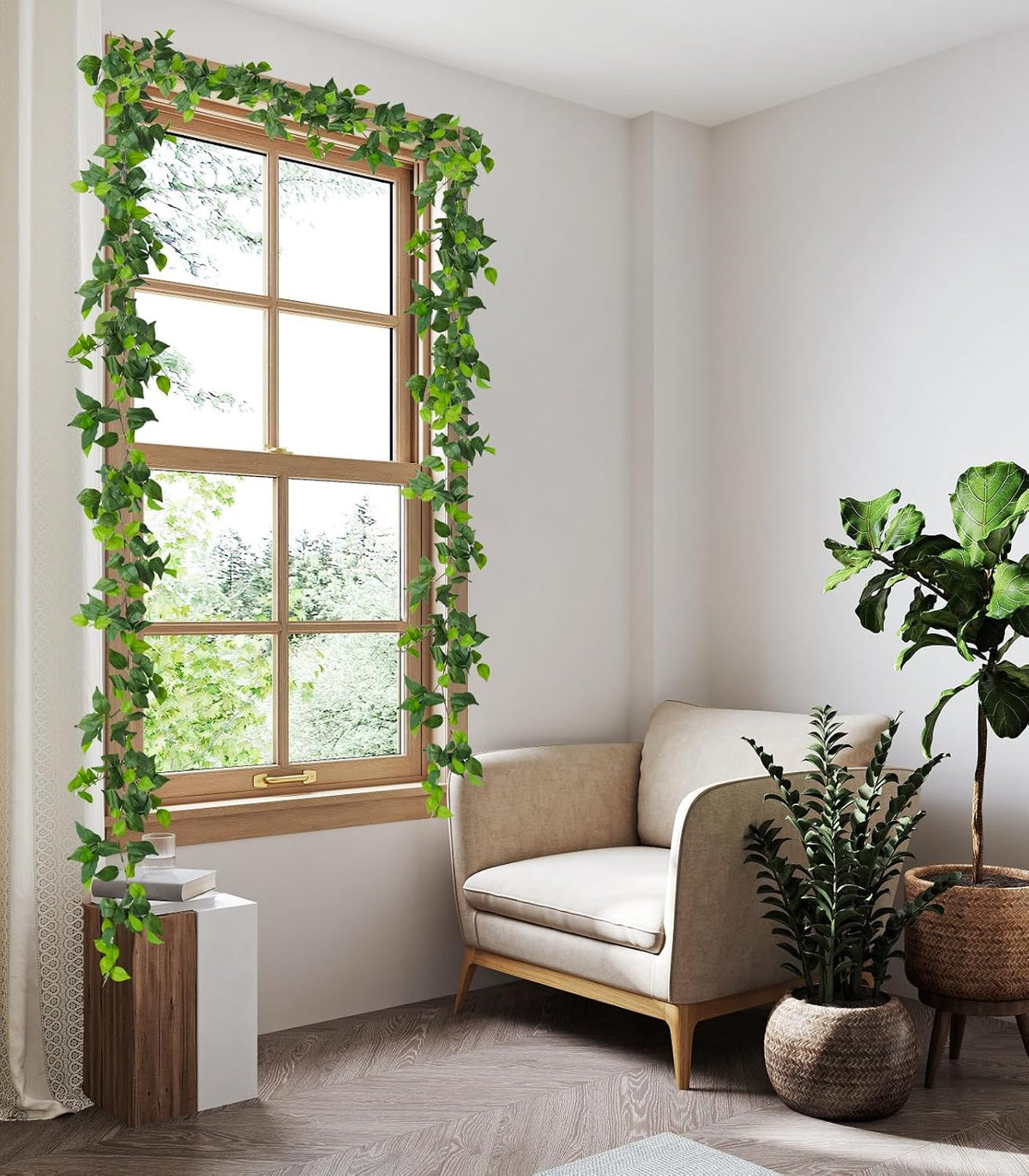 recutms 6pc fake vines artificial ivy garland silk, close-up detail