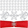 Patelai 12 Pieces Snowflake Napkin Rings Thanksgiving Christmas Napkin Holders Exquisite Household Rhinestone Napkin Rings Set for Christmas Wedding Dinner Party Table Decoration (Silver)