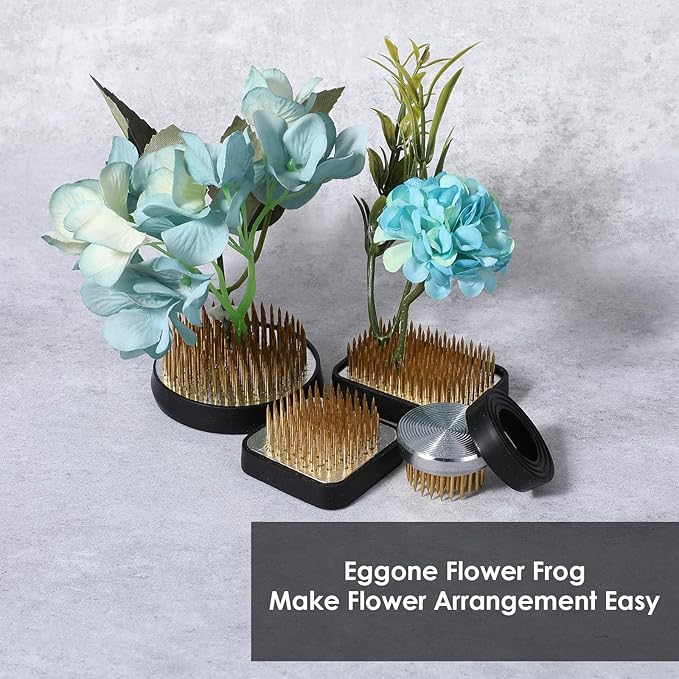 4/Set Flower Frog Japanese Ikebana Flower Arrangement Kenzan Kit, 2.4”Round Floral Frog Moribana+1.6”Square Ikebana Kenzan+2.1”x1.4”Rectangle Pin Frog+1.4”Round