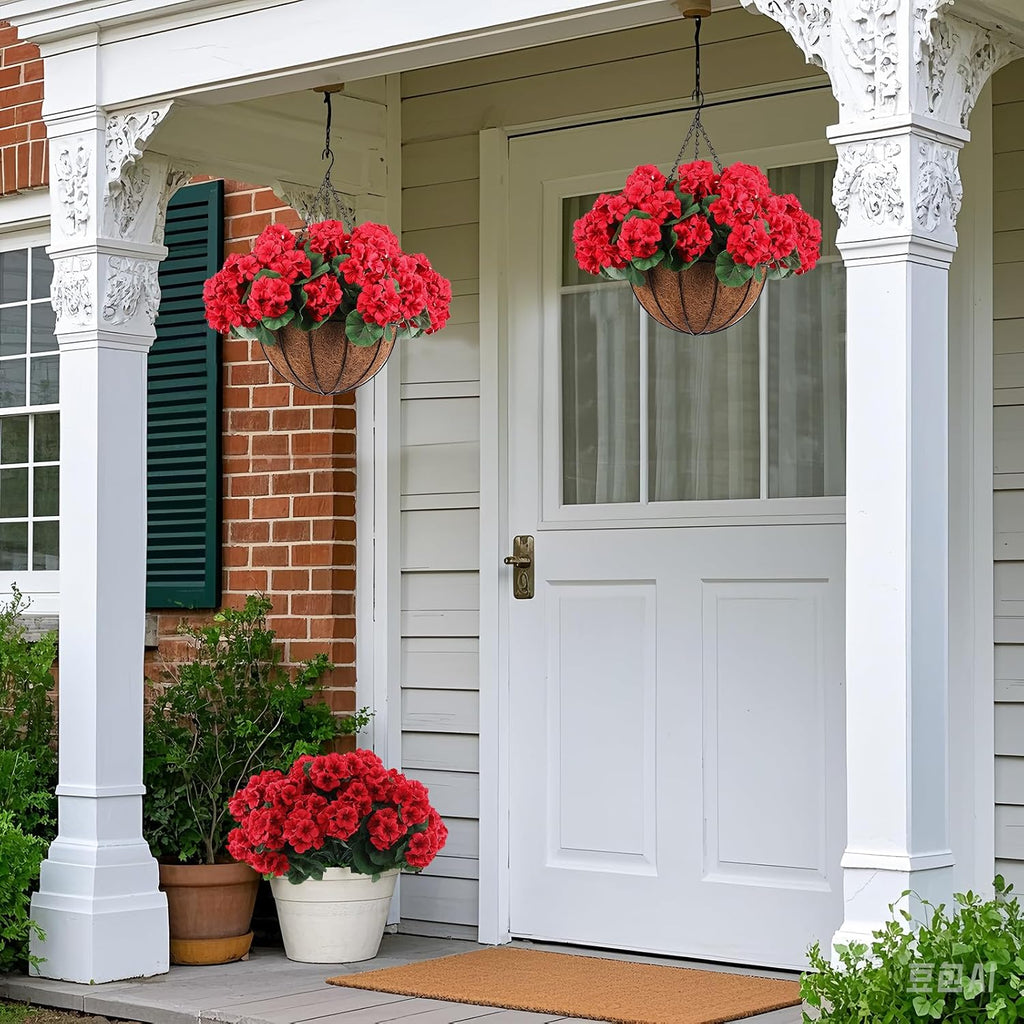 hananona 2 set artificial red geraniums flowers for, package contents