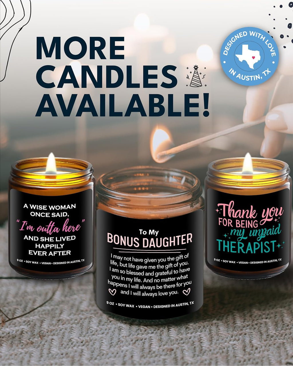 Bonus Daughter Candle, Unique Bonus Daughter Gifts for Women, Stepdaughter Gifts from Stepmom, Birthday Gift for Daughter in Law from Mother in Law, Ideal Present for Christmas, Gift-Ready