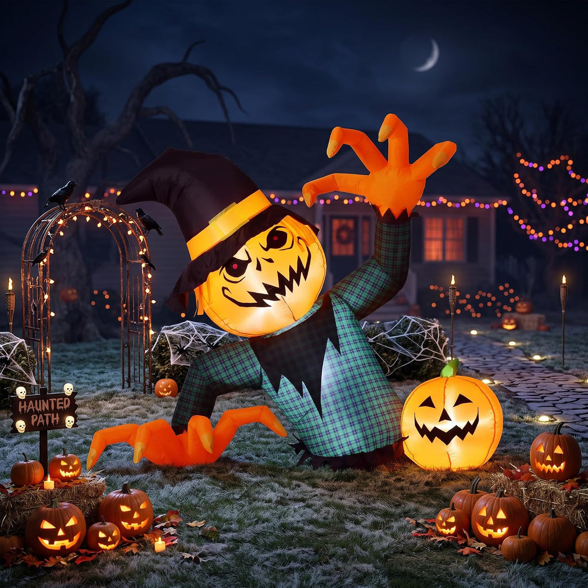 5ft halloween inflatable giant pumpkin ghost outdoor decoration, main product view