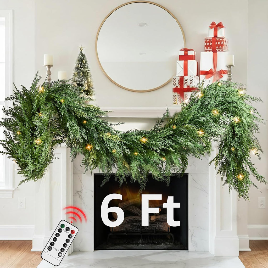 christmas cedar garland realistic - cypress decorations with, main product view