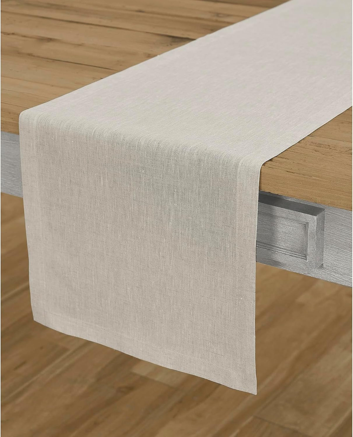Solino Home 100% Pure Linen Table Runner Natural Long, Athena 14 x 120 in