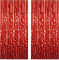Red Foil Fringe Curtain 3.3×8.3FT 2 Packs, Metallic Tinsel Curtains Party Streamers for Birthday Graduation Baby Shower Decoration (2pcs,3.3FT×8.3FT, Red)