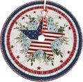 American Flag Stars Christmas Tree Skirt 36 Inch Xmas Tree Mat Party Decor Supplies for Holiday Home Decorations
