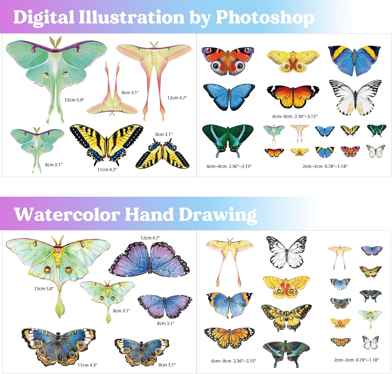 LET'S RESIN Realistic Paper Butterfly Moth,46 Pcs Double-Sided Faux Butterfly,Epoxy Resin Supplies,Vintage Floral Decoration,Resin Accessories for Art,Crafts,Molds