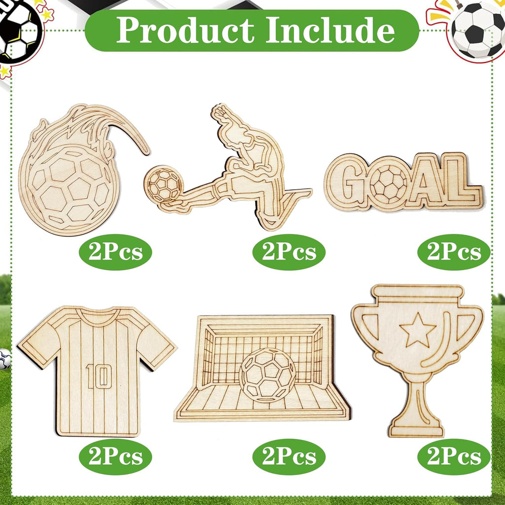 Xvvti 12PCS Soccer Party Favors- DIY Soccer Wood Painting Kits with Art Supplies – Fun Thank You Gifts, Birthday Party& Goodie Bag Stuffers
