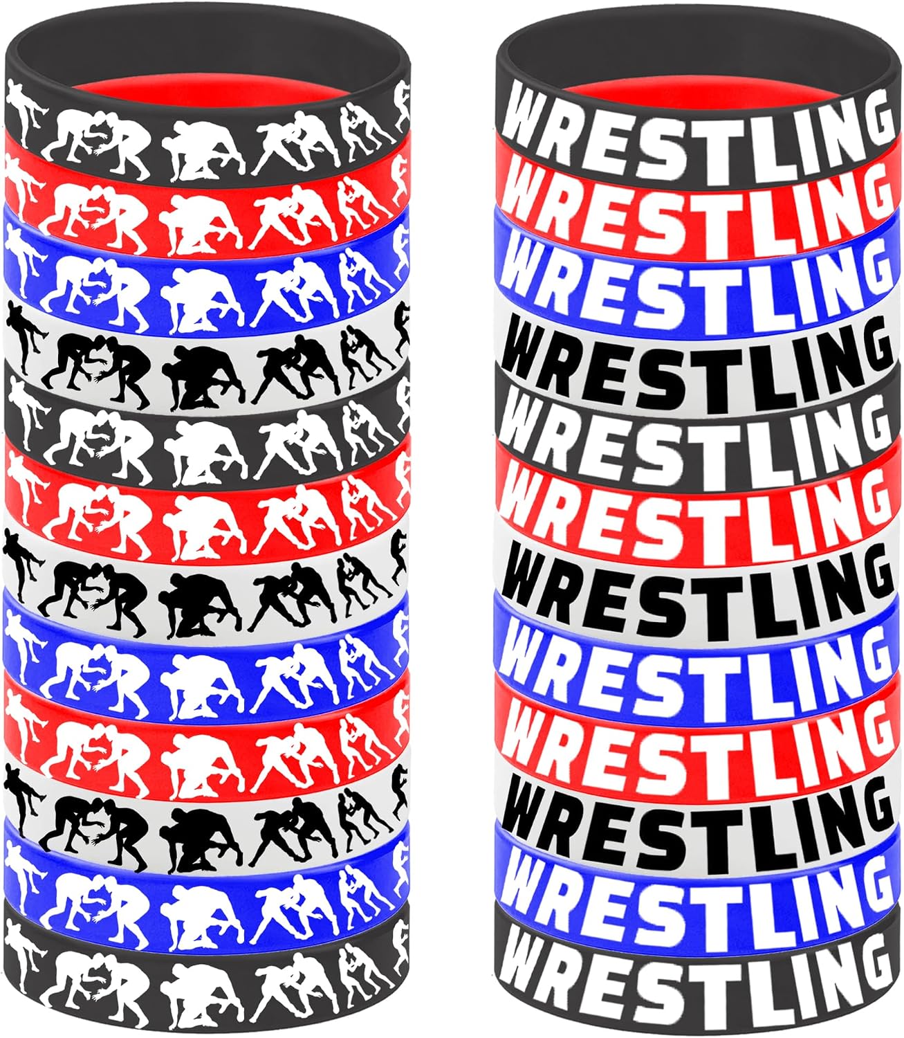24PCS Wrestling Rubber Silicones Wristbands Wrestling Match Themed Birthday Grapple Party Favors Decorations