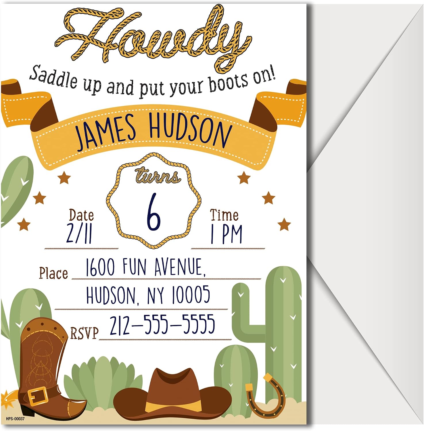 Western Party Invitations with Envelopes - (Pack of 20) - Cowboy & Cowgirl Birthday invites for Boys, Girls, Toddlers, Children and More. Rodeo Wanted Party Supplies. Fill In Style.