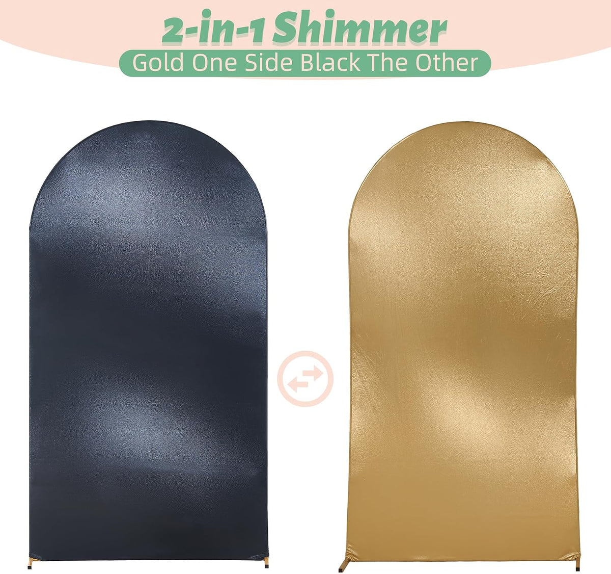 reversible gold black glitter arch backdrop cover 2, close-up detail