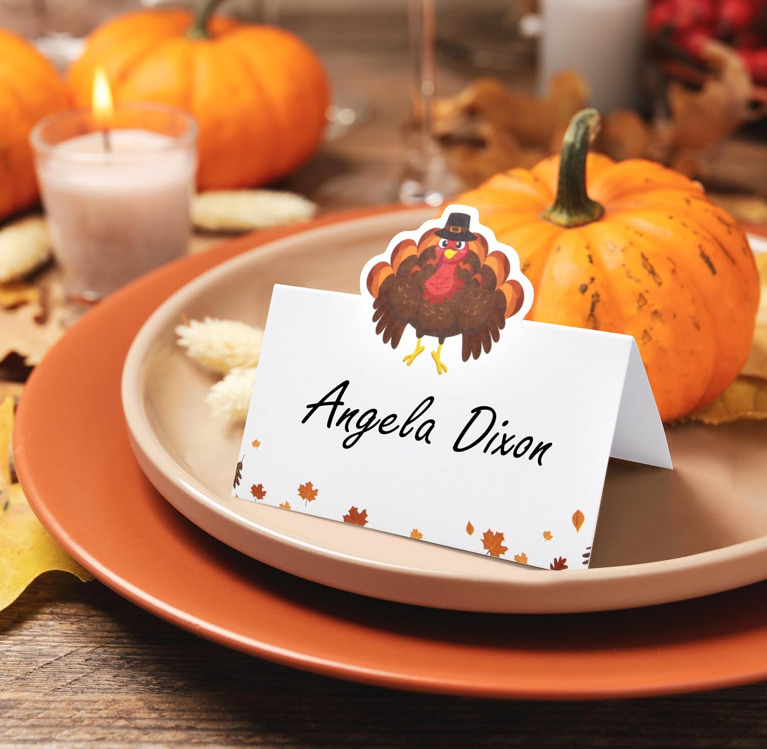 Gift Boutique 100 Pack Thanksgiving Turkey Place Cards Fall Harvest Folded Paper Name Tent Cards for Dinner Table Setting Party Wedding Decorations