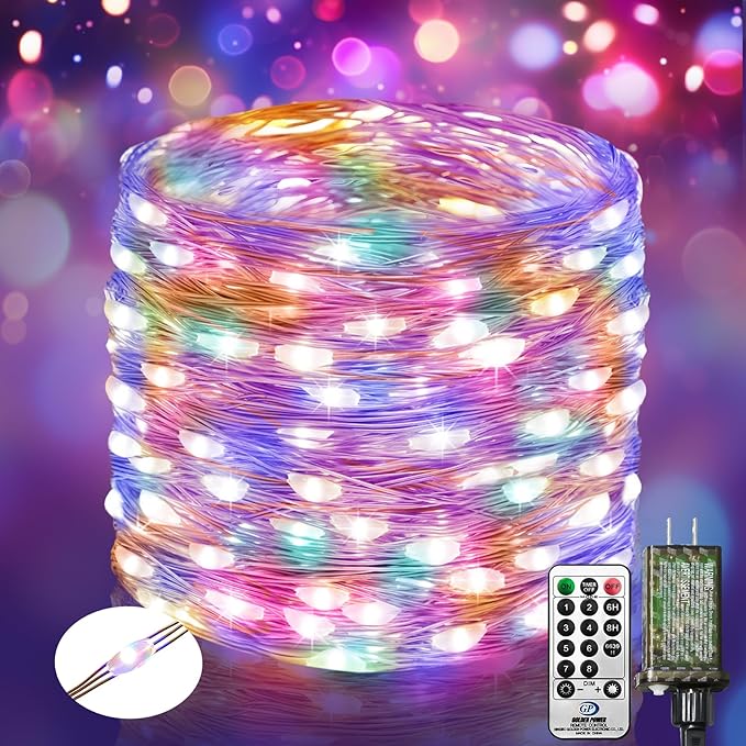 btfarm Fairy Lights Plug in with Remote, 33FT 100 LED Outdoor Twinkle Lights Waterproof with Timer, 8 Modes Indoor String Lights for Bedroom Patio Garden Wedding Christmas Decoration, Multicolor