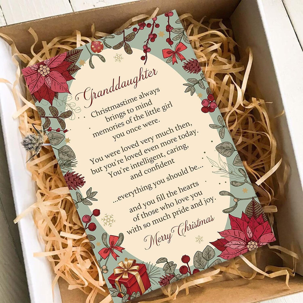 Heartfelt Granddaughter Christmas Card, Poem Christmas Card for Granddaughter, Xmas Gift from Grandma Grandpa