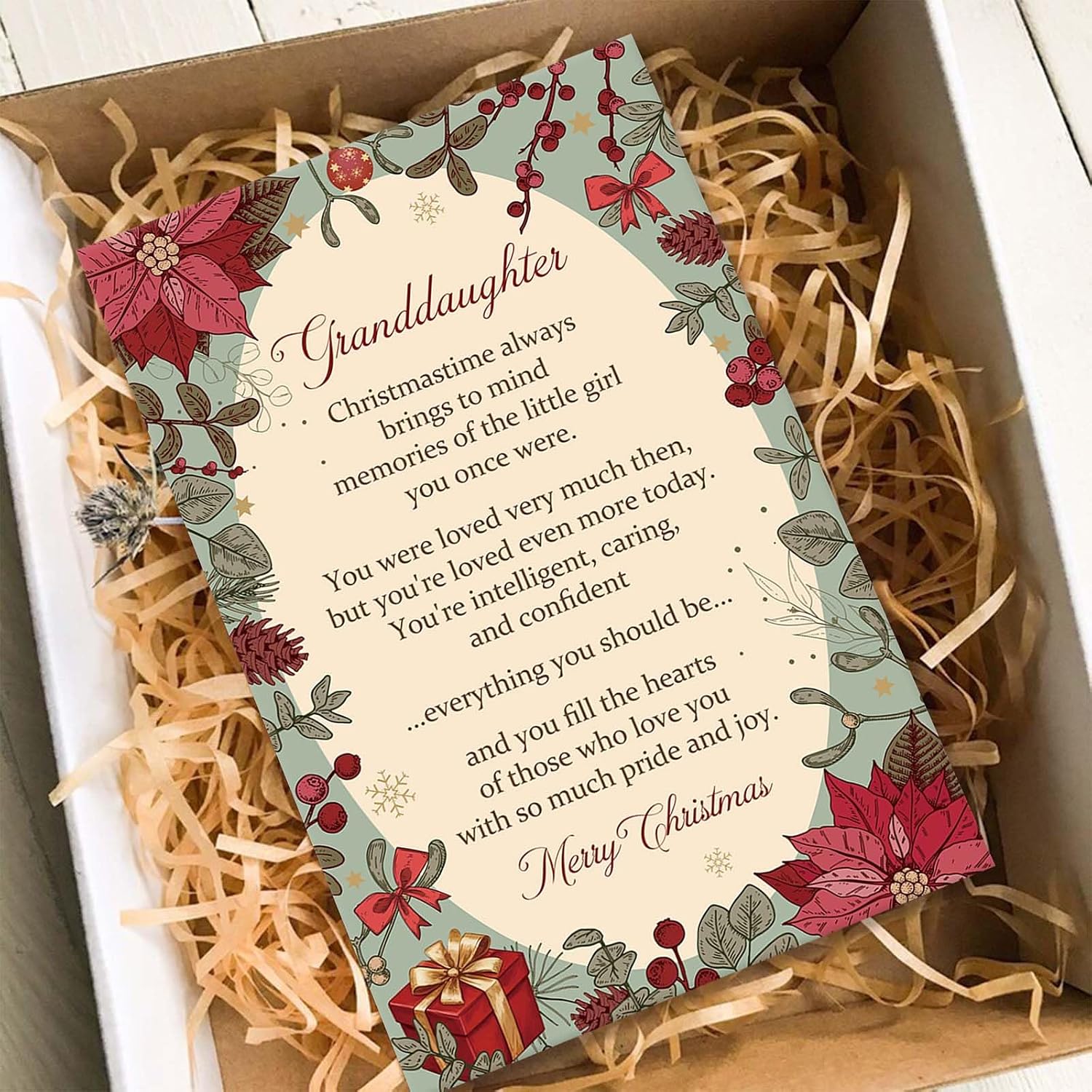 Heartfelt Granddaughter Christmas Card, Poem Christmas Card for Granddaughter, Xmas Gift from Grandma Grandpa