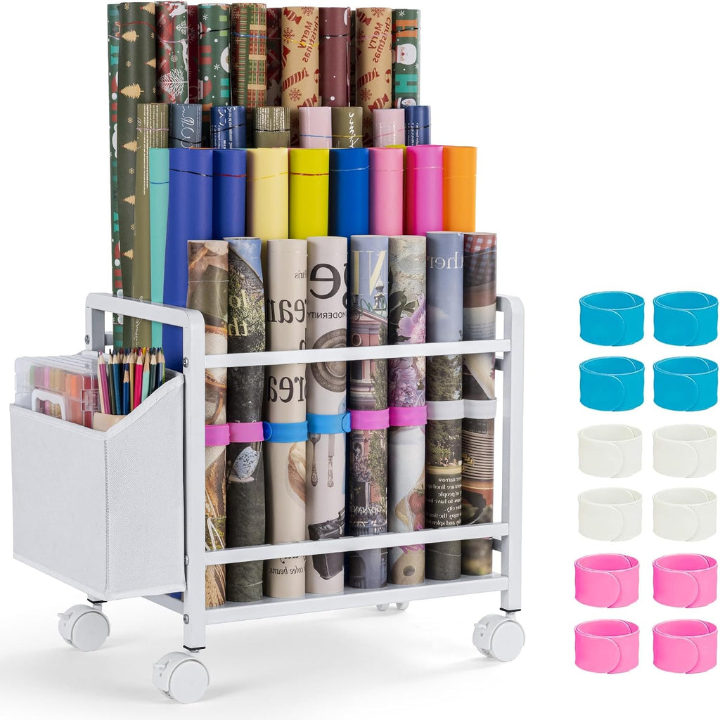 aquzee wrapping paper storage, blueprint holder, 6 adjustable shown in use