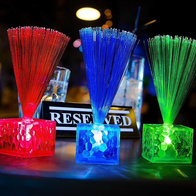 Amylove 30 Pcs Mini Fiber Optic Lamps Bulk Small LED Light up Table Centerpieces for Party Event Decorations with Crystal Base Battery Powered for Glow in The Dark Favors Supplies (6 Inch,Clear)