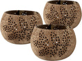 Restaurantware-Coco Casa 4 x 3.3 Inch Coconut Shell Candle Holders, 10 Reusable Tealight Holders - Candle Not Included, Leaf Pattern, Brown Coconut Bowls For Candles, Handcrafted