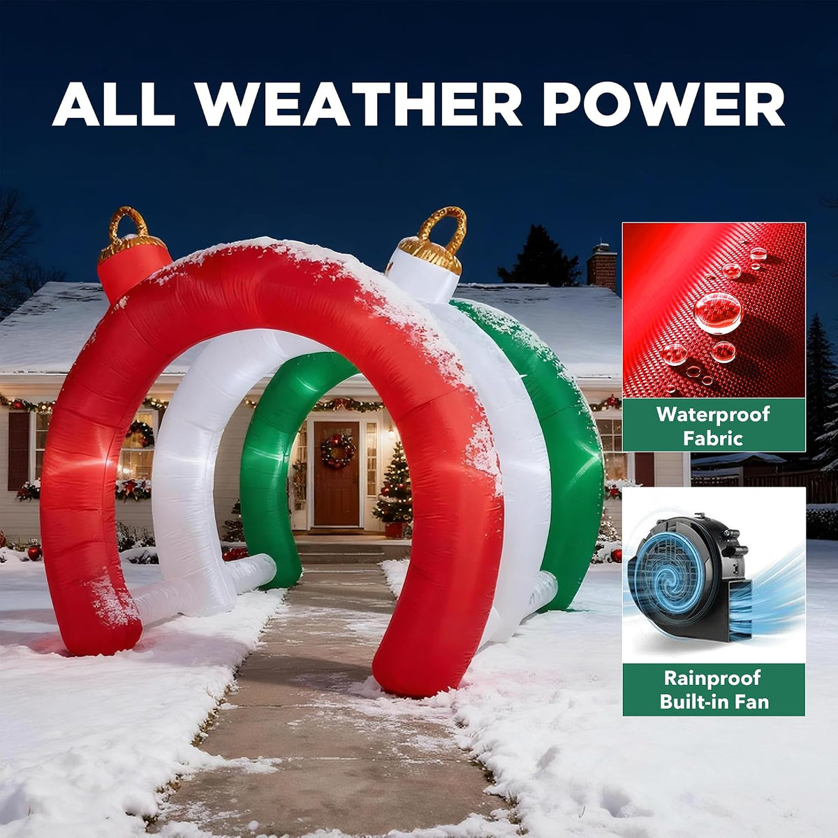 10.5 ft christmas inflatables ornament tunnel arch outdoor on a desk or shelf