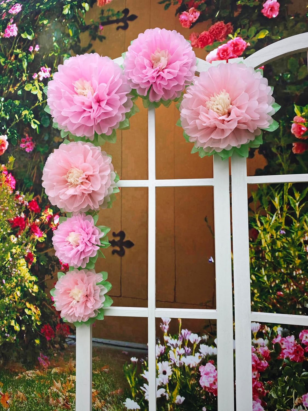 Mybbshower Pinks Flowers Decoration (11''-7'' Assorted) 6 pcs Artificial Tissue Paper Peony Nursery Wall Bridal Shower Centerpiece Baby Girl Birthday Tea Party