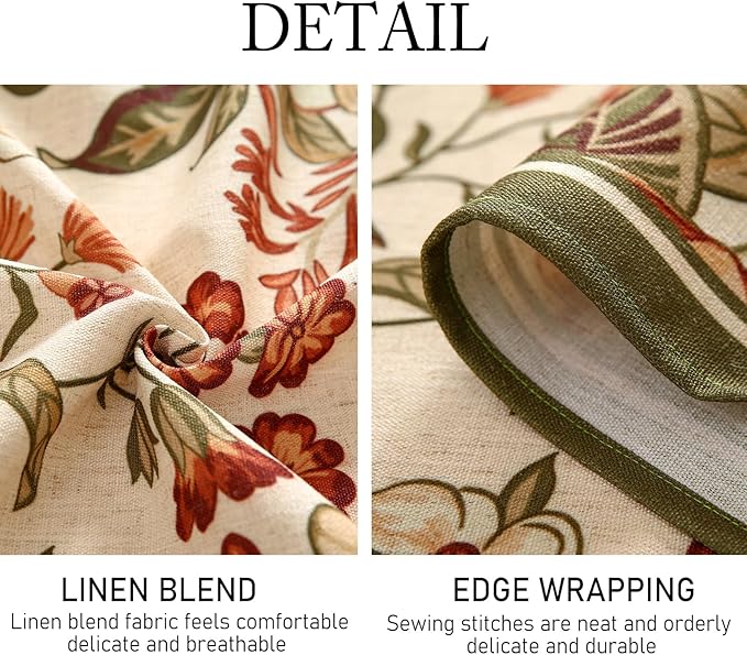 ISAENNE Designer Bohemian Linen Round Table Cloth,Colorful Floral Pattern Tablecloth,Wrinkle Resistant Decorative Tablecloths for Dining Thanksgiving Kitchen Party,Diameter 67"-Grace A