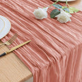 Asee'm Cheesecloth Table Runner 120 Inches Dark Rose Boho Gauze Cheese Cloth Runner 10FT Rustic Sheer Fall Table Runners for Thanksgiving Wedding Baby Shower Holiday Party Decoration