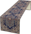 Boho Floral Vintage Table Runner, Blue Purple Retro Flower Rustic Country Farmhouse Pattern for Home Kitchen Table Decor Dining Coffee Room Party Decor 13x120in