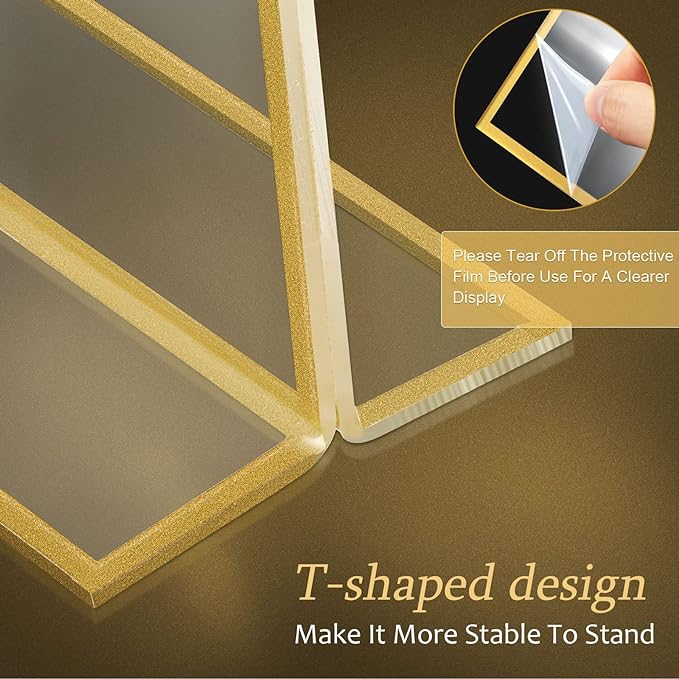 Hoteam 24 Pack 5 x 7/7 x 5 Clear Acrylic Sign Holder with Gold Border, Gold Picture Frame, Double Sided Wedding Table Number, Acrylic Menu Stands for Wedding Table, Restaurant Sign, Photos Display