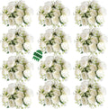 peonies artificial flowers 12 bouquets,white flowers lifelike silk, main product view