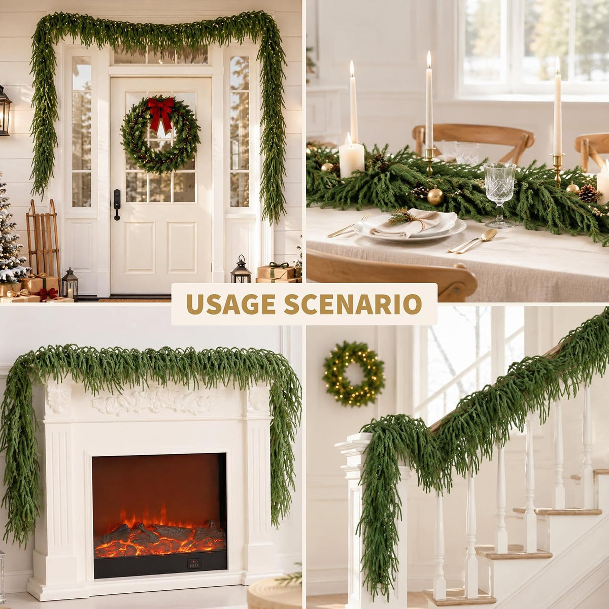 9ft christmas norfolk pine garland real touch for, side view