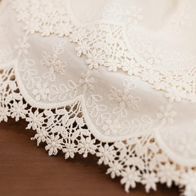 Inicia Cotton Lace Table Runner 12 × 86 inch Embroidered for Easter Holiday Wedding Picnic Daily Dining Tables White Decor (Cotton, 12"×86" (31cm×220cm))