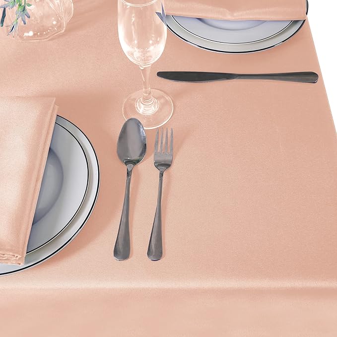 Cupuamon Square Tablecloth 90x90 inch Washable Polyester Fabric Table Cloth for Wedding Party Dining Banquet Decoration（90x90,Dusty Pink）