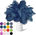 NEWONG 30pcs Navy Blue Ostrich Feathers Natural Bulk 9-12inch(23-30cm) Vase Craft Wedding Home Party Centerpieces Christmas Day Decoration