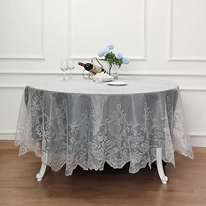 Tableclothsfactory 90" Ivory Premium Lace Round Tablecloth for Banquet Party Wedding Event Home Decor