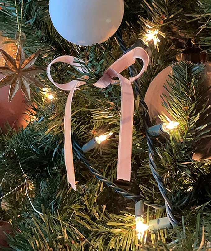 Pink Velvet Ribbon 5/8'' 25 Yards for Christmas Tree, Gift Wrapping, Flower Bouquet, Wreath Decorations, Bow Making