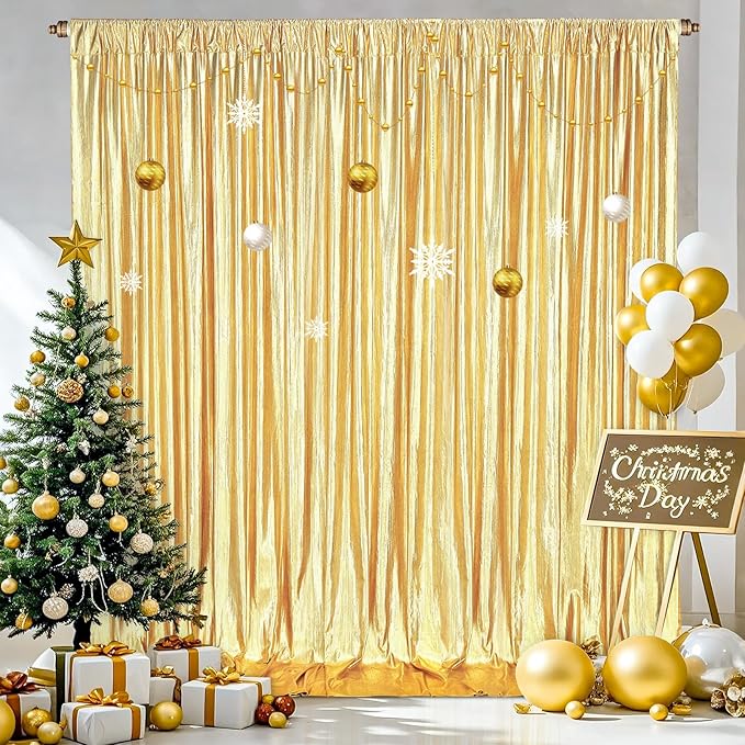Wedding Backdrop Curtains for Arch Drape: 4 Panels 4.8x8FT Glitter Backdrop Wrinkle-Free Fabric for Fall Christmas Party Decorations
