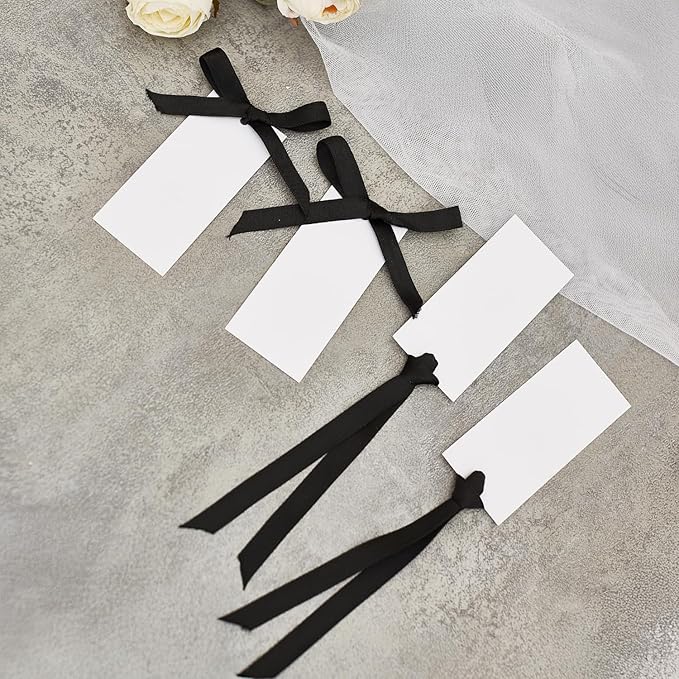 60pcs Name Cards for Table Setting, Place Cards, Wedding Place Cards.Wedding Name Tags.Present Tags with String Attached.and Reserved Signs for Wedding Seating (Black)