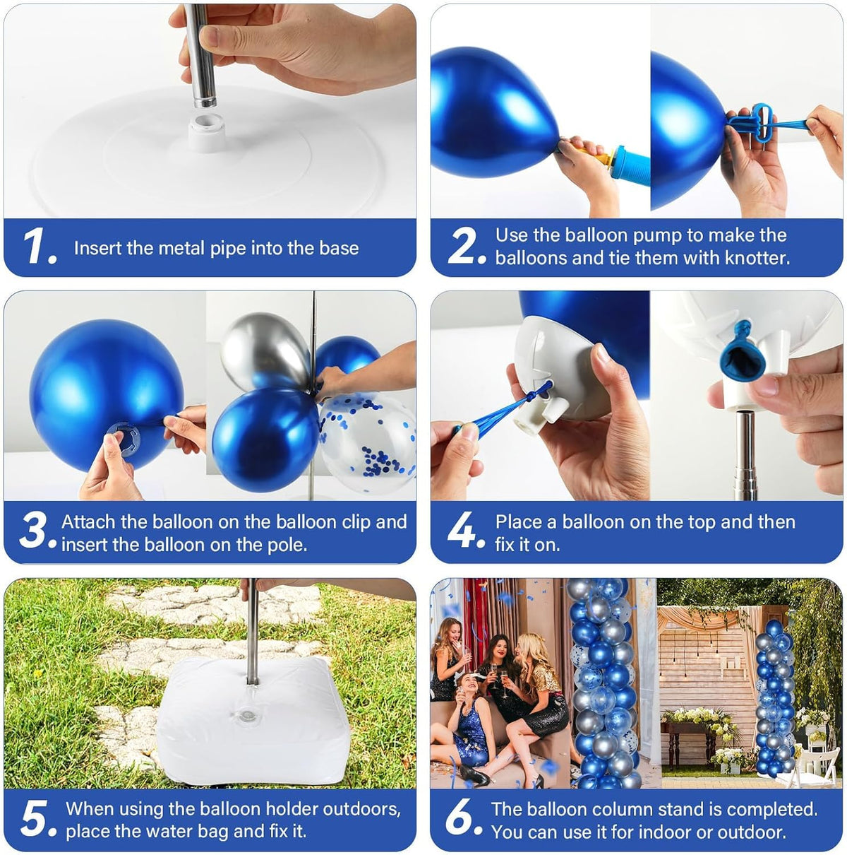 2 sets adjustable balloon column stand kit with showing dimensions