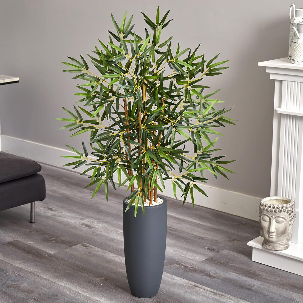 nearly natural 4ft. bamboo artificial tree in gray, close-up detail