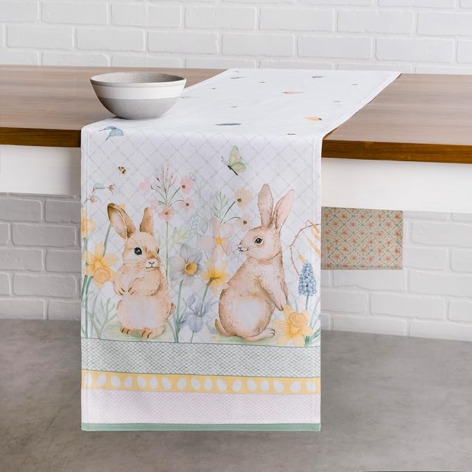 Maison d' Hermine Table Runner 100% Cotton Double Layer Table Runners 108 inches Long Decorative for Home Kitchen Dining Party Wedding Bridal Shower Spring Summer (Easter Dew , 14.50" x 108")