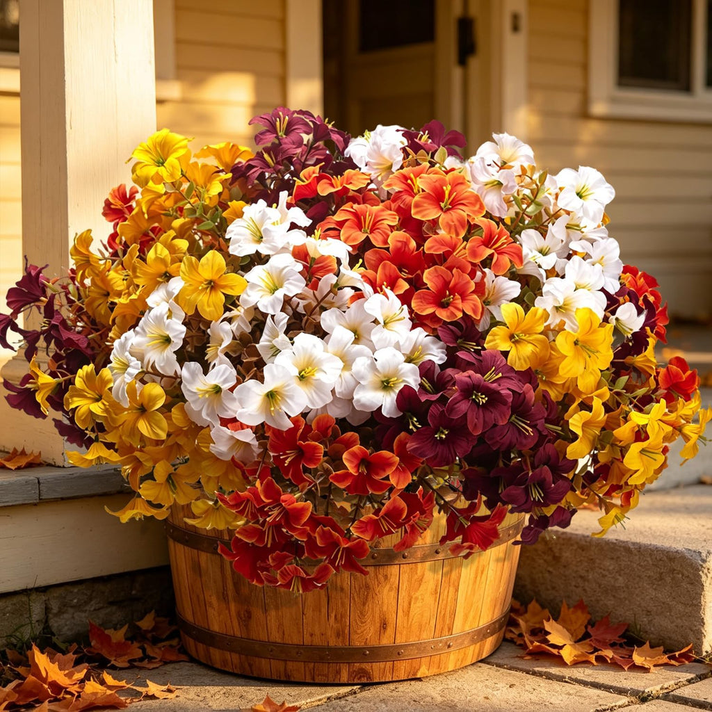 16 bundles artificial fall flowers, uv resistant faux, main product view