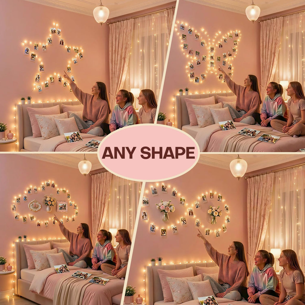 Teen Girl Gifts Trendy Stuff: Aesthetic 40Ft 120LED Hanging Picture Fairy Lights with 50 Clips - 8 Modes & Timer, Waterproof - Trendy Teenager Girl Gift for Birthday Christmas, Dorm Bedroom Wall Décor