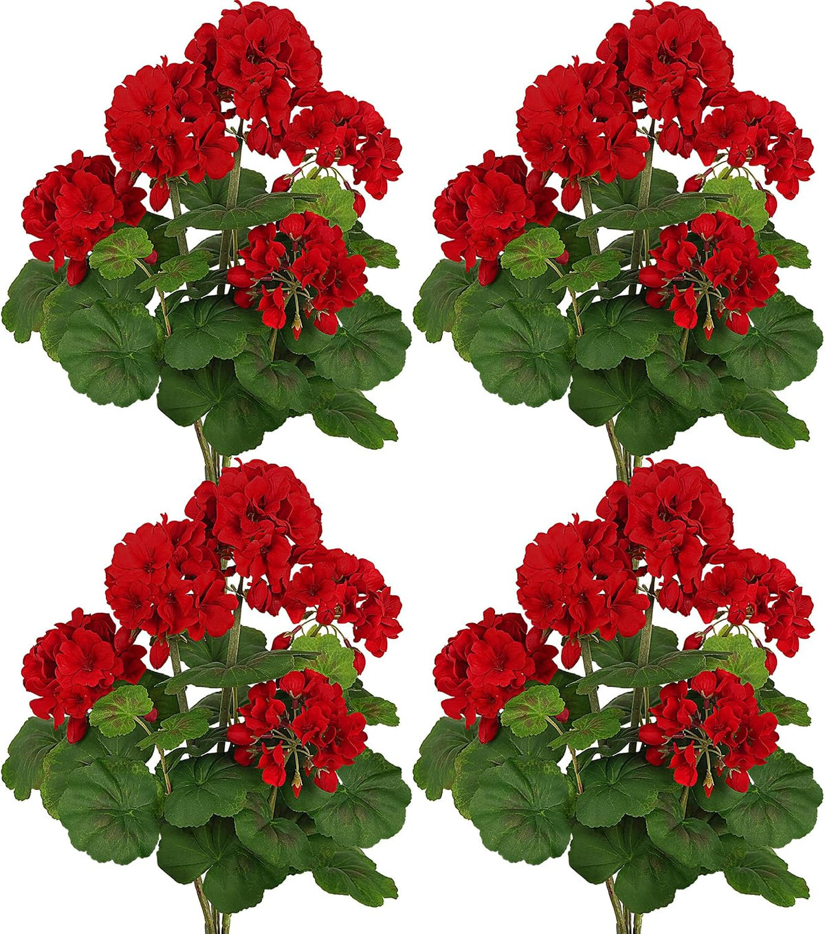forest prince 18"artificial geraniums for outdoors, 4-pack red, main product view